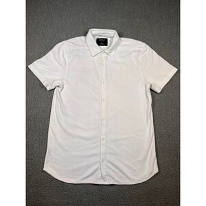 BYLT Premium Basics Mens Large White Short Sleeve Button Down Pique Shirt L